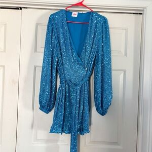 Buddy Love ADELINE SEQUIN WRAP DRESS - BLUEBERRY - Size Medium